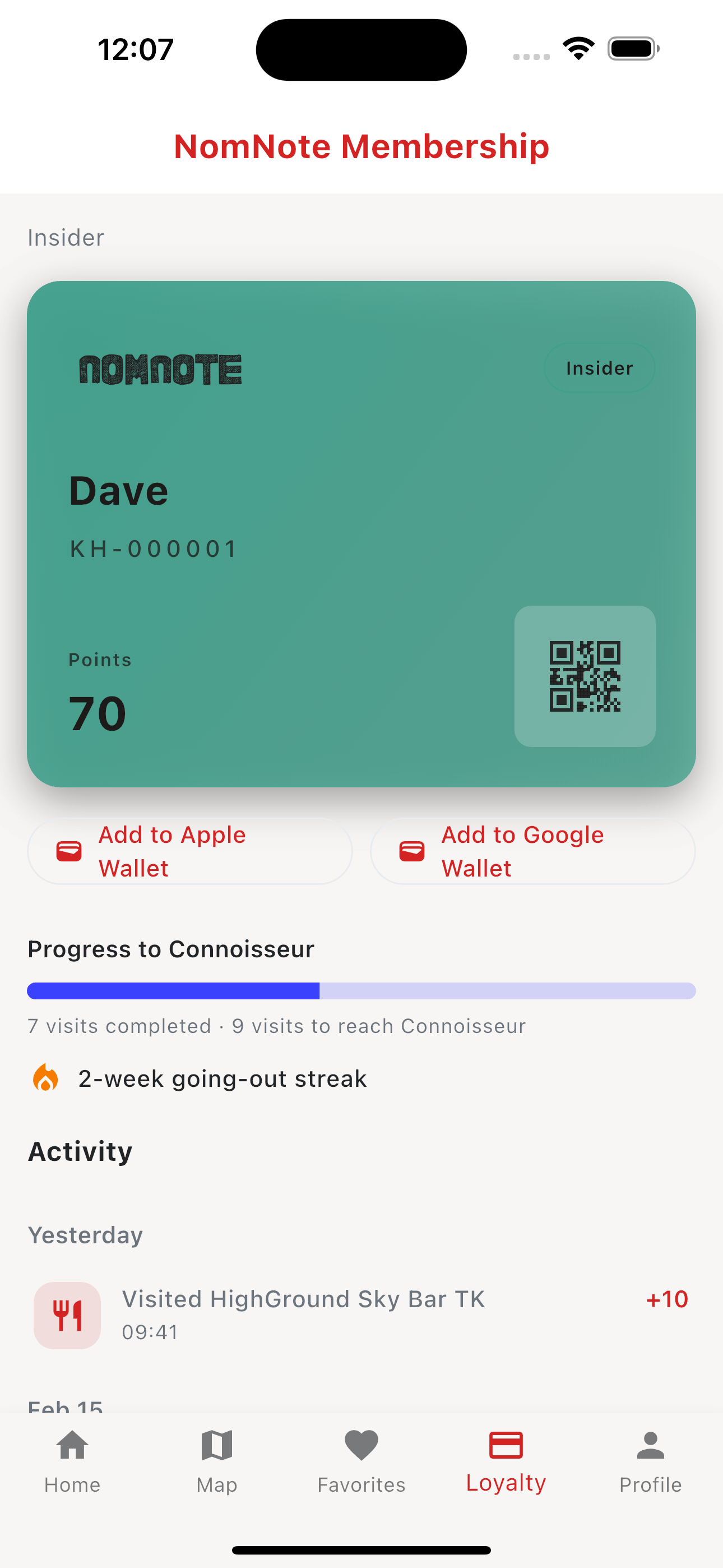 NomNote membership and loyalty